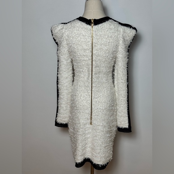 Balmain Embellished Black & White Tweed Mini Dress Size 40 – Like New - Picture 12 of 16